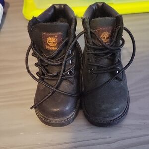 Timberland Kids Black Leather Boots